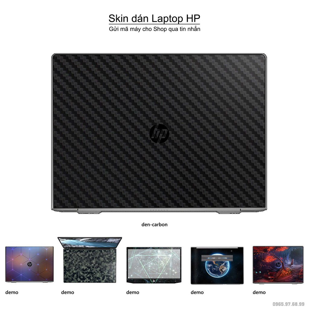 Skin dán Laptop HP màu đen carbon (inbox mã máy cho Shop)