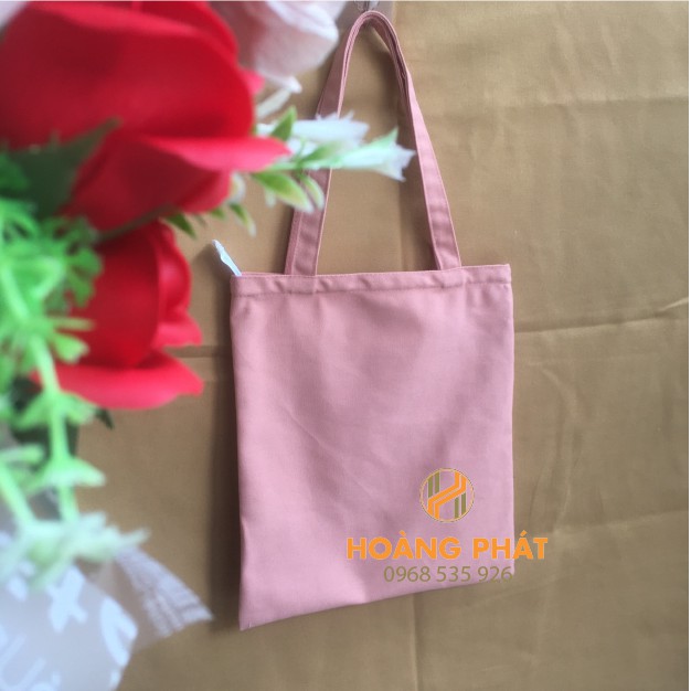Túi vải bố có khóa  màu hồng ruốc làm quà biếu tặng | BigBuy360 - bigbuy360.vn