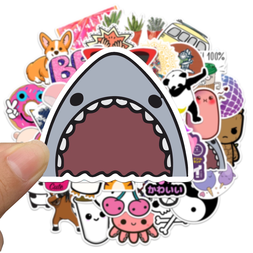 Bộ 10/50 Sticker Hoạt Hình Chống Thấm Nước