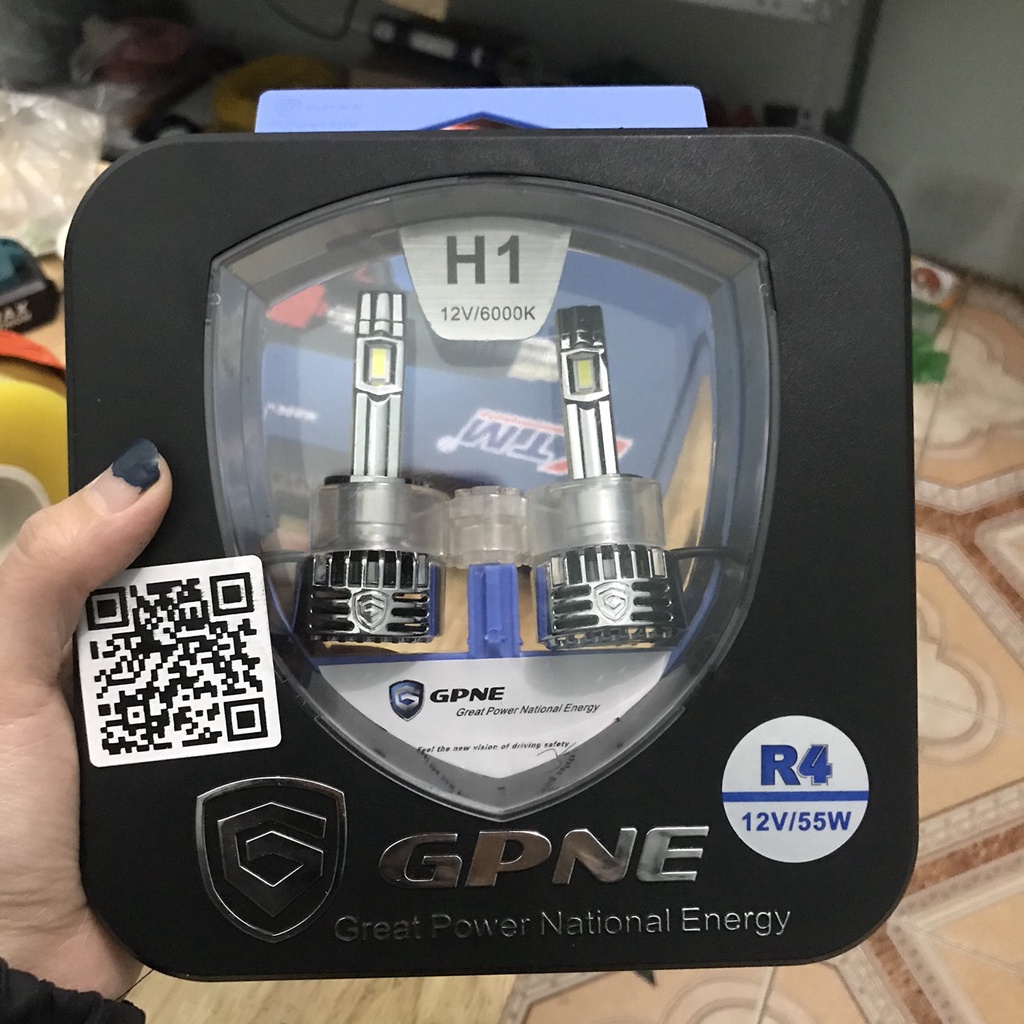 Bộ 02 bóng đèn led ô tô GPNE R4 công suất 55W siêu sáng có canbus chân H1