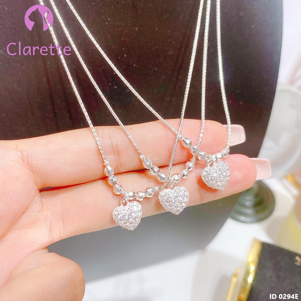 Vòng cổ bạc cho bé hình trái tim Clarette 0294E