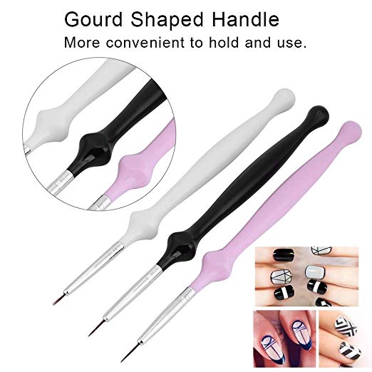 [Hàng mới về] Set 3 cọ vẽ móng tay đầu mỏng