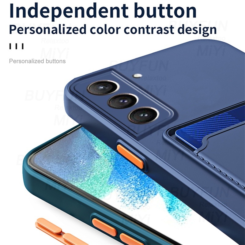 Samsung Galaxy S22 Ultra S 22 S22Ultra S22+ 5G S 22Ultra Case Card Slot Holder Square Soft Silicone Shockproof Coque