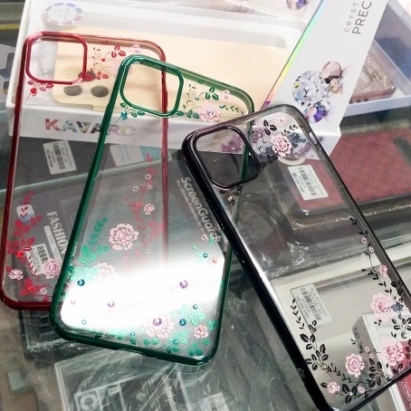 ỐP LƯNG VIỀN MÀU HOA ĐÍNH ĐÁ + CHUỒN CHUỒN KAVARO KINGXBAR iPhone 6 6s 7 8 / plus / X XS XR / 11 12 / MINI / PRO / MAX