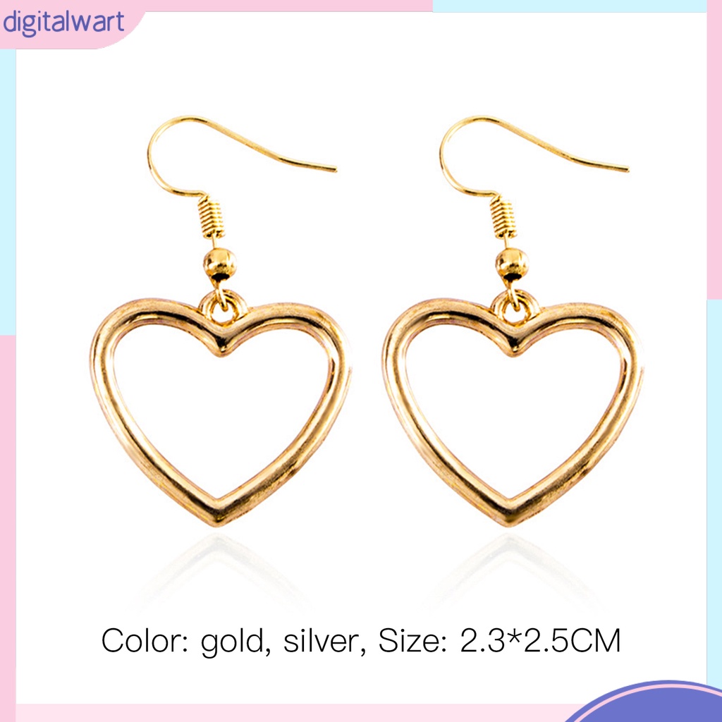 Dg✌❤ 1 Đôi Bông Tai Hình Trái Tim Rỗng Thời Trang Dành Cho Nữ