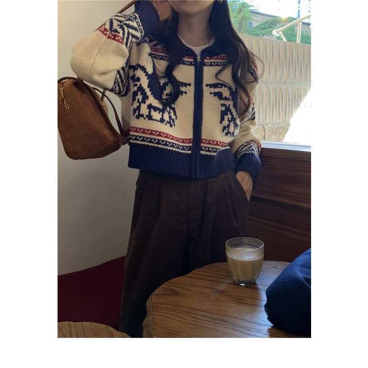 Áo Khoác cardigan Dệt Kim Dáng Ngắn Cổ Tròn Thời Trang Hàn Quốc