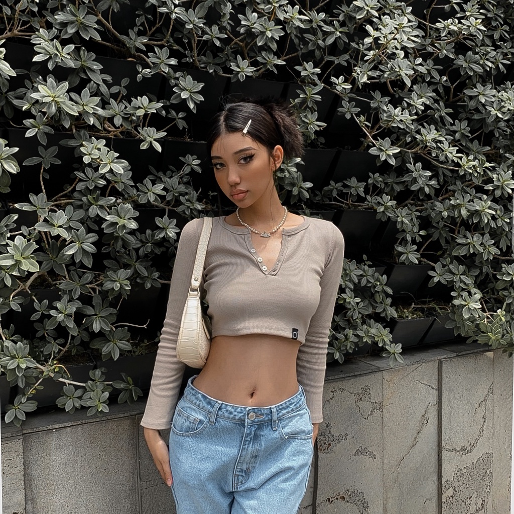 Áo Croptop Tay Dài PRADIES Basic / Trơn