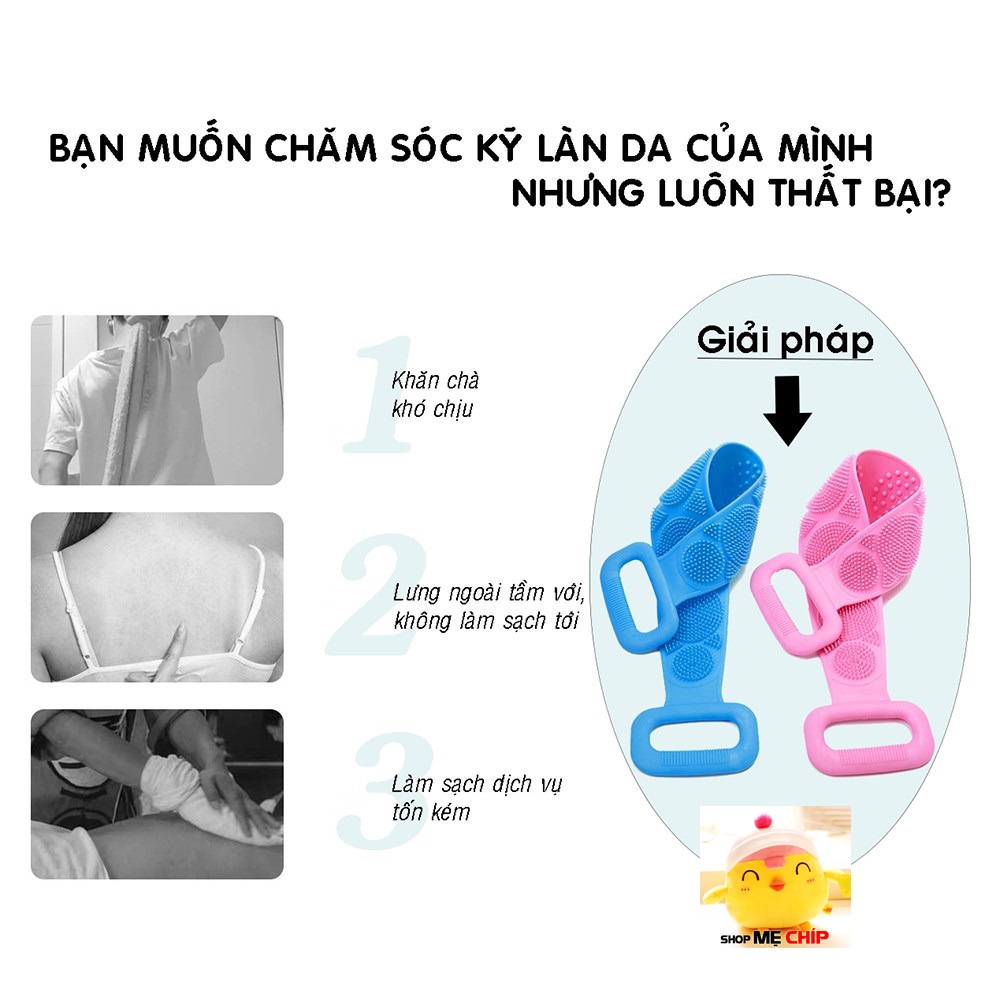 Dây Tắm Cọ Lưng Silicon Mềm Mại ❤️RẺ VÔ ĐỊCH❤️ Dây Chà Lưng Massage 2 Mặt Gai An Toàn Cho Da Và Không Độc HạI