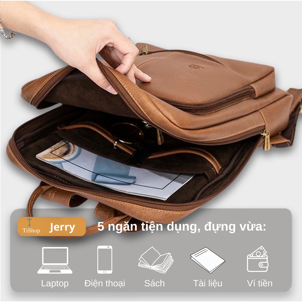 Balo Da HANAMA Jerry - Vừa Laptop 15,6 inch - Bảo Hành 18 Tháng