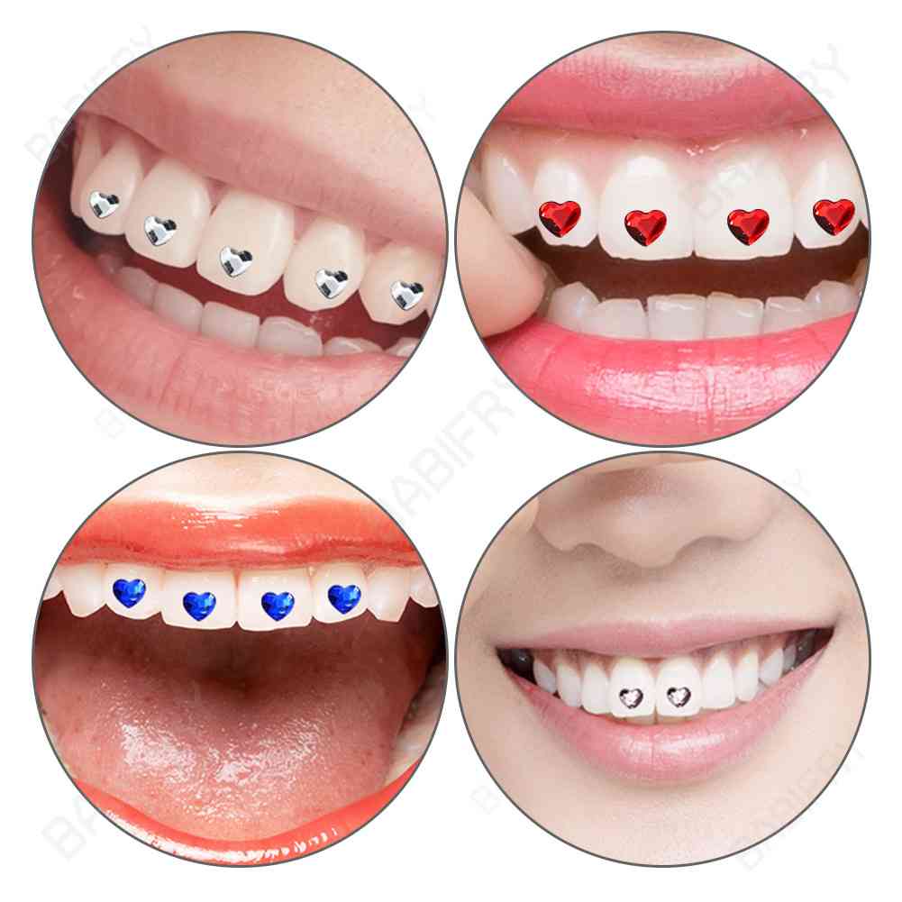 Bộ 3 Đá Trang Sức Nha Khoa Hình Trái Tim Đính Đá