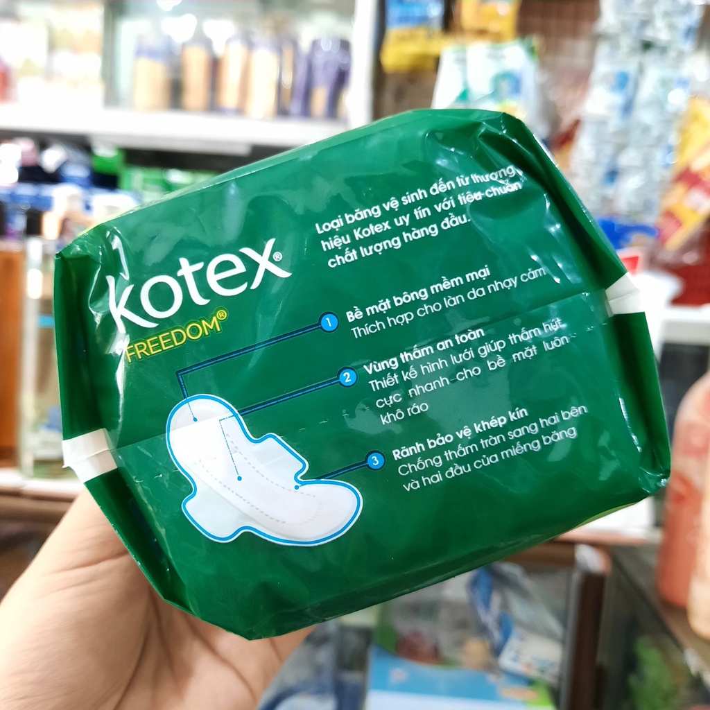 (Mặt bông)Băng vệ sinh Kotex Freedom dày cánh 8 miếng/gói