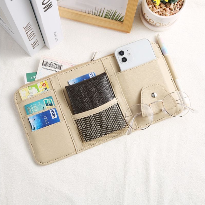 Túi Da Để Giấy Tờ Xe, Vật Dụng Cá Nhân Gắn Trên Miêng Chống Nắng Xe Hơi,,,