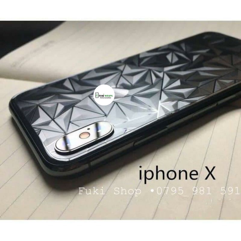 Tấm Dán mặt sau 3D Vân Kim cương 6 7 8 6plus 7plus 8plus X XS XR XSMAX 11 PRO MAX FukiShop