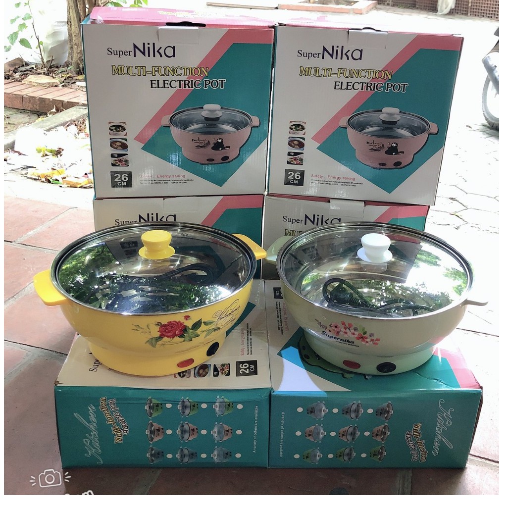 Nồi Lẩu Điện Mini ✴️ Nồi Lẩu Điện Đa Năng Chiên, Xào, Rán Siêu Tiện Dụng - Thiết Kế Inox 304 Và Có 3 Lớp Chống Bỏng