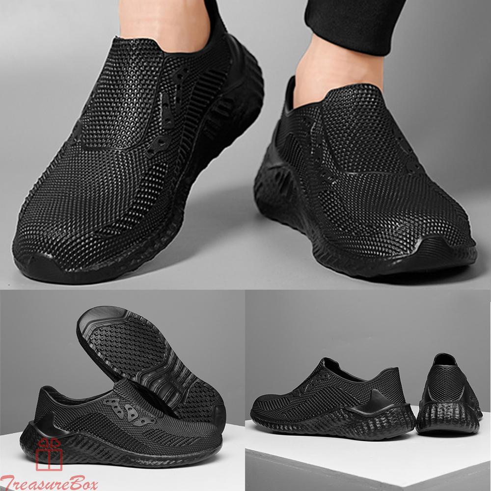 【TRSBX】Men Chef Cook Black Shoes Kitchen Nonslip Safety Shoes Oil & Water Proof Shoes 100% brand new and high quality