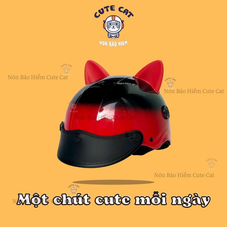 Nón Bảo Hiểm Nửa Đầu Kèm Tai Mèo Có Nhiều Màu Lựa Chọn Siêu Dễ Thương Chất Liệu Nhựa ABS Gọn Nhẹ CUTE CAT
