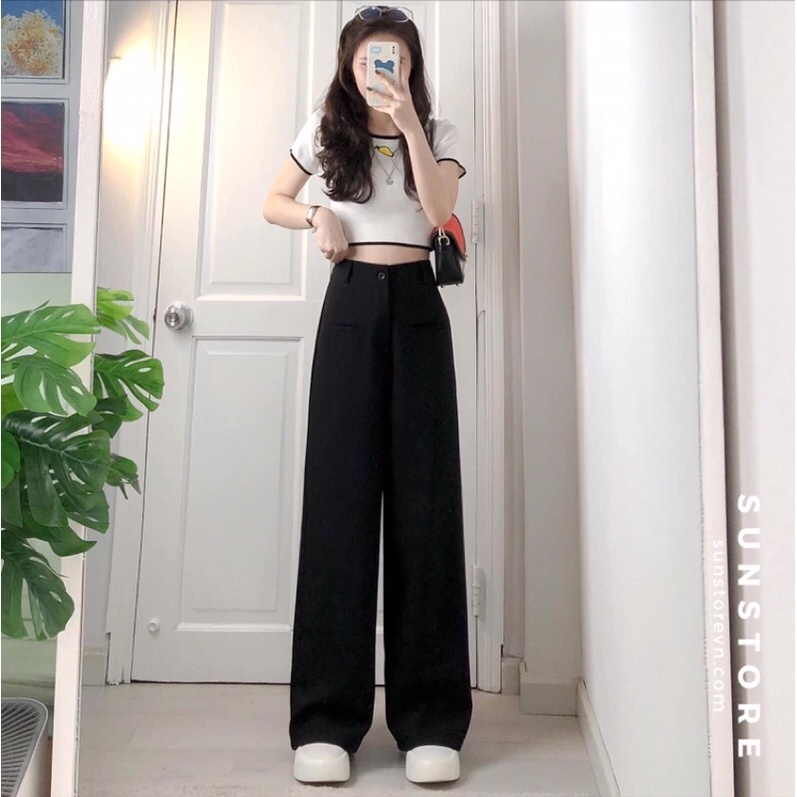 Quần ống rộng suông lưng cao hack dáng siêu chuẩn bigsize,  chất tuyết mưa loại 1 chuẩn xịn