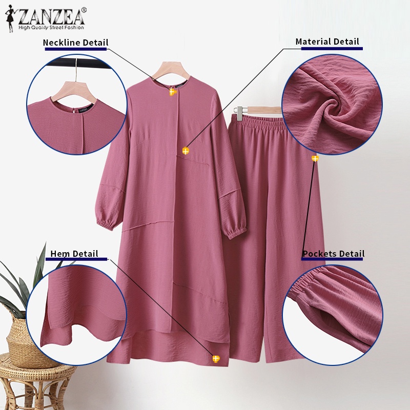 Zanzea Set Quần Dài Và Áo Tay Ngắn Thời Trang Vintage Cho Nữ