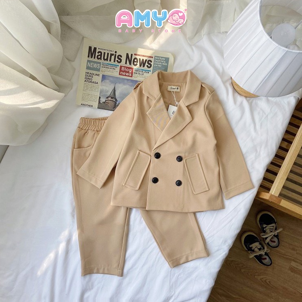 Bộ vest bé trai AMYO đồ Tết cho bé trai kèm quần tây cùng màu phong cách Hàn Quốc cao cấp 11.BV03.01-2