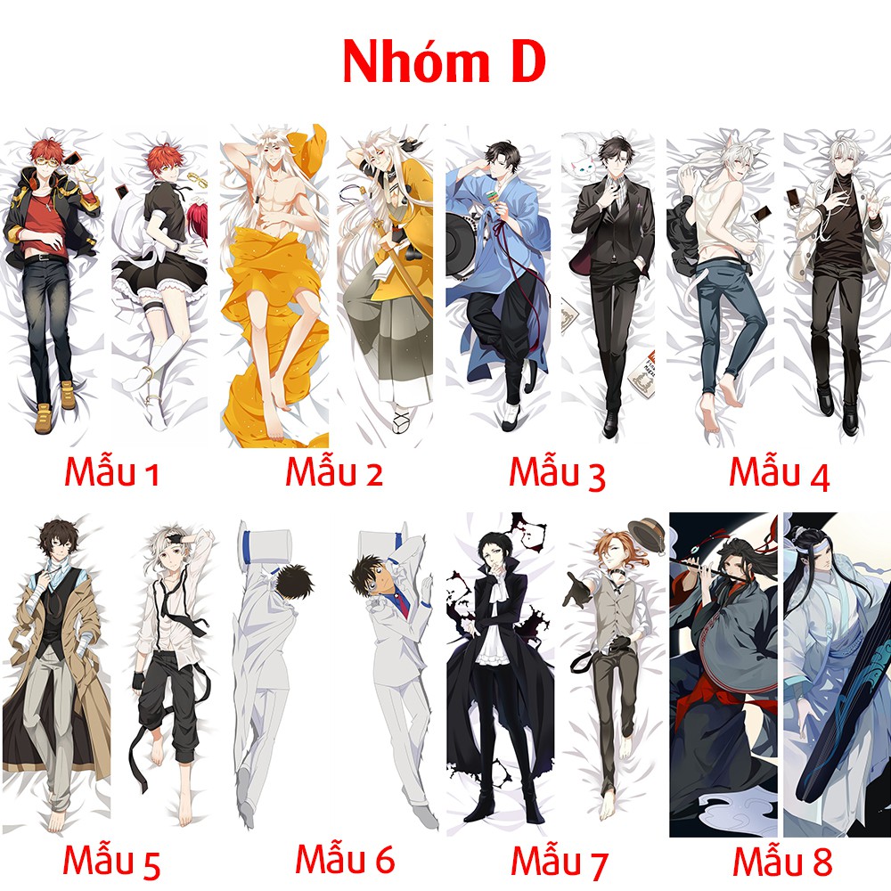 {48 mẫu Dakimakura} Vỏ Gối ôm Anime Nam thần, Yaoi dành cho Hủ Nữ siêu to dài 1,5m x 50cm hàng có sẵn đặt theo yêu cầu