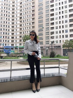 Sơ mi lụa nơ cổ
