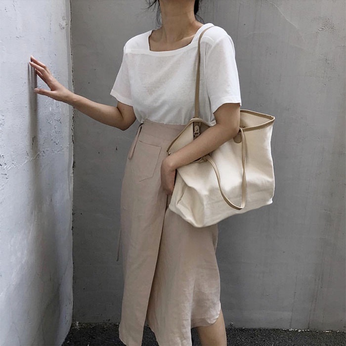 Túi xách cỡ lớn IELGY bằng vải canvas đơn giản thời trang