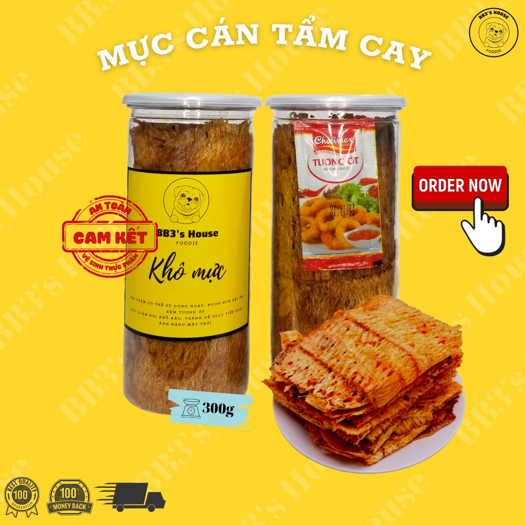 300Gram Mực cán tẩm cay - Hũ pet 300gram khô mực cán tẩm vị cay, mềm, không chất bảo quản, đảm bảo vệ sinh ATTP | BigBuy360 - bigbuy360.vn