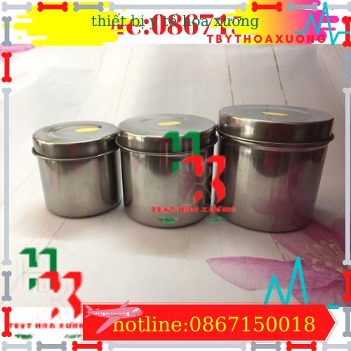 Hộp Inox Tròn Đựng Bông Gòn, Lưu Mẫu Các Size