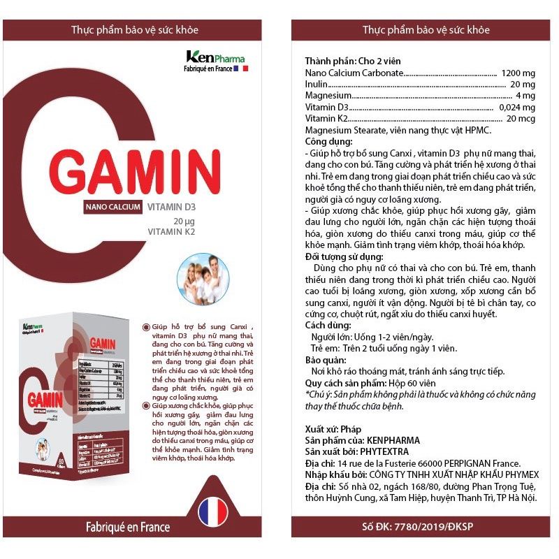 [Giá gốc] Gamin nano calcium -Bổ sung canxi- Hộp 60 viên