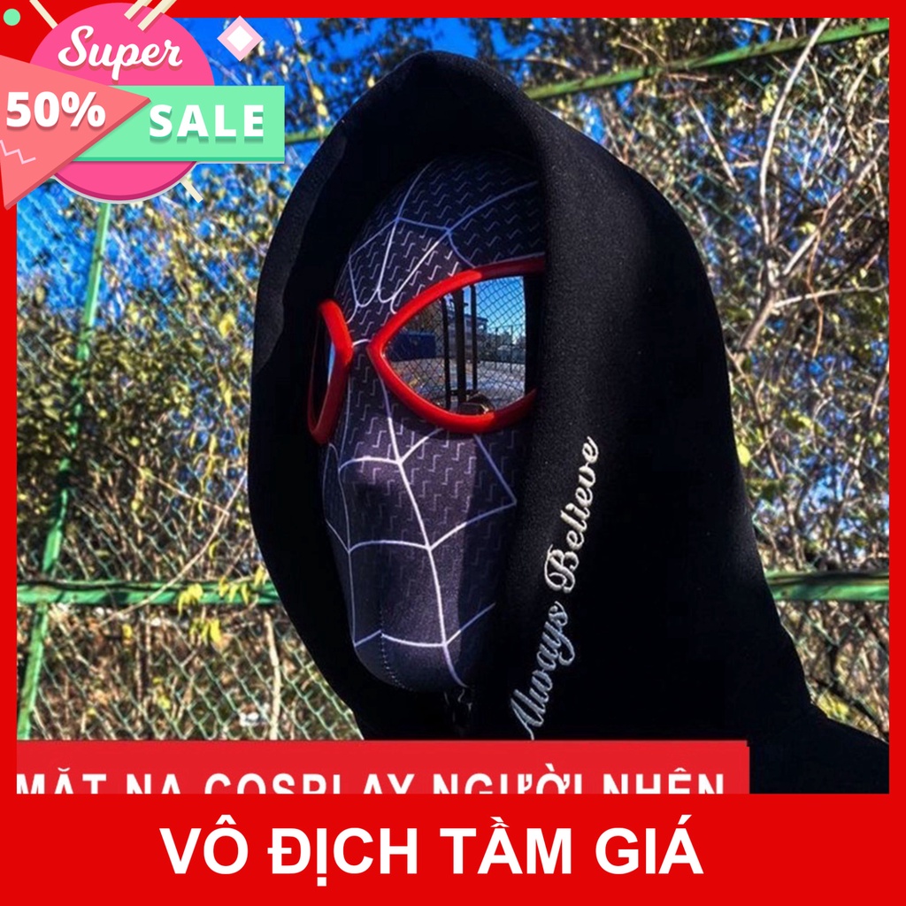 Mặt Người Nhện 2 màu Đen Đỏ, Mặt nạ SpiderMan Trùm Đầu Độc Đáo Vui Nhộn, Đồ chơi cosplay Spider Man