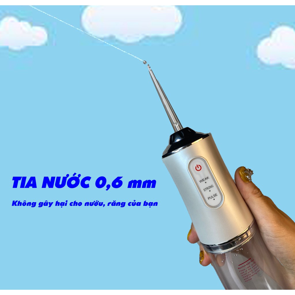 Máy Tăm Nước Cầm Tay Thế Hệ Mới, Vệ Sinh Răng Miệng Cực Sạch, Có Thể Sạc Lại