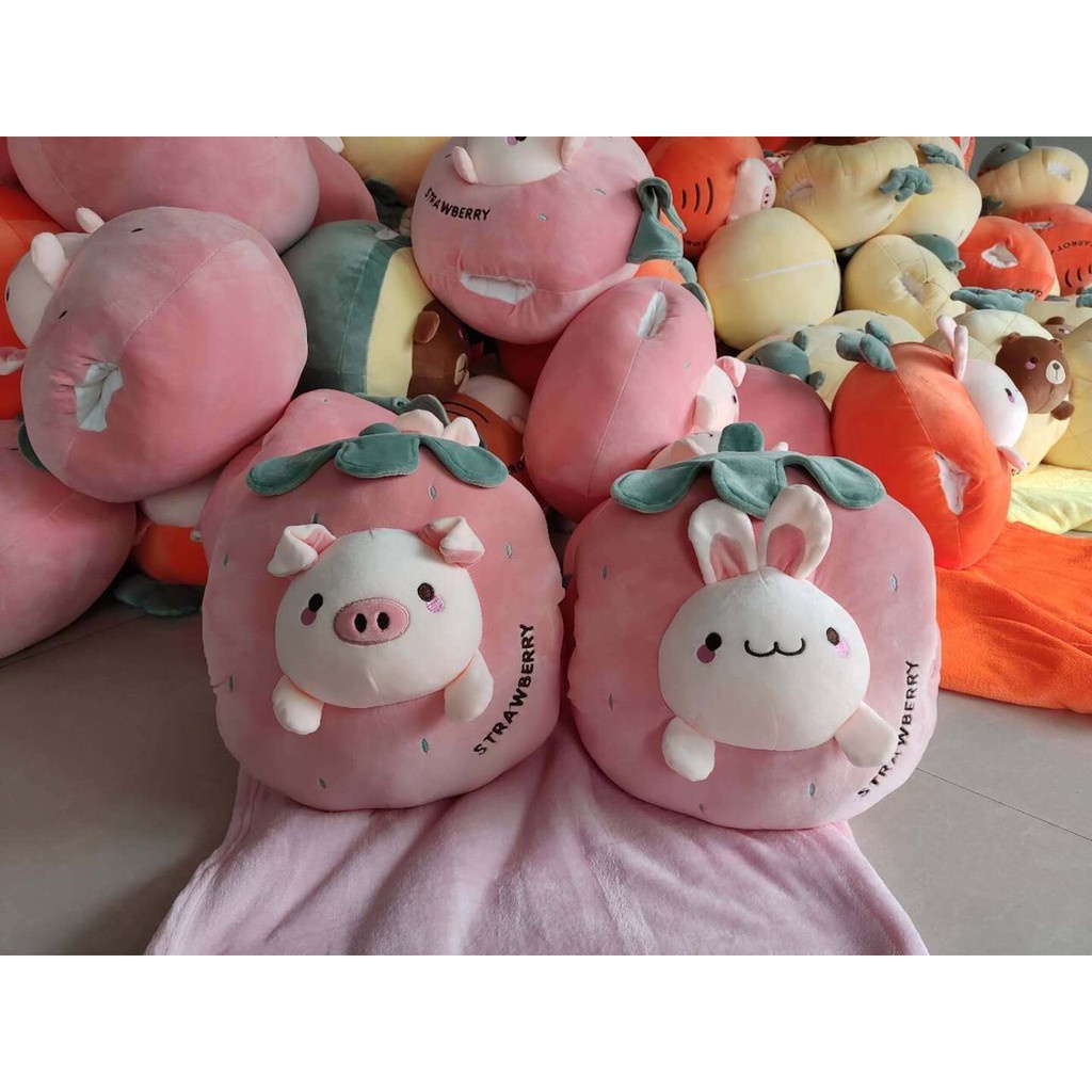 Bộ chăn gối hoa văn phòng 3in1 hình hoa quả cute 2022