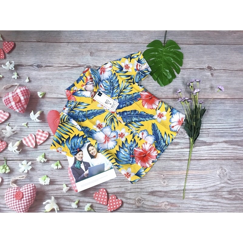 Áo Sơ Mi Hawaii Trái Cây Cho Bé Chất Đũi Cao Cấp
