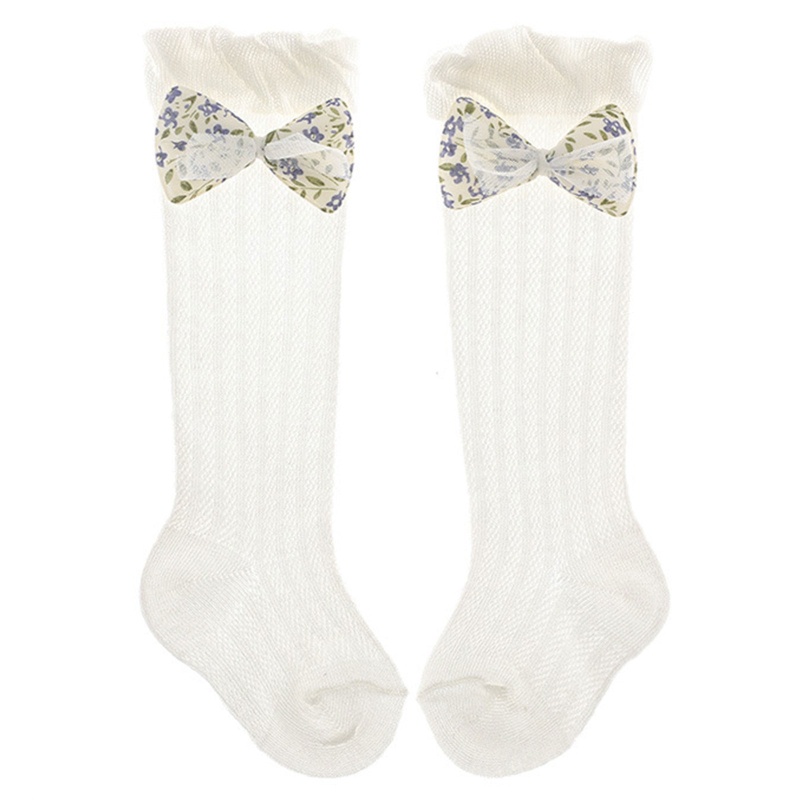 Tất Lưới Dài Qua Gối Phối Ren Đính Nơ Dễ Thương Cho Bé Gái