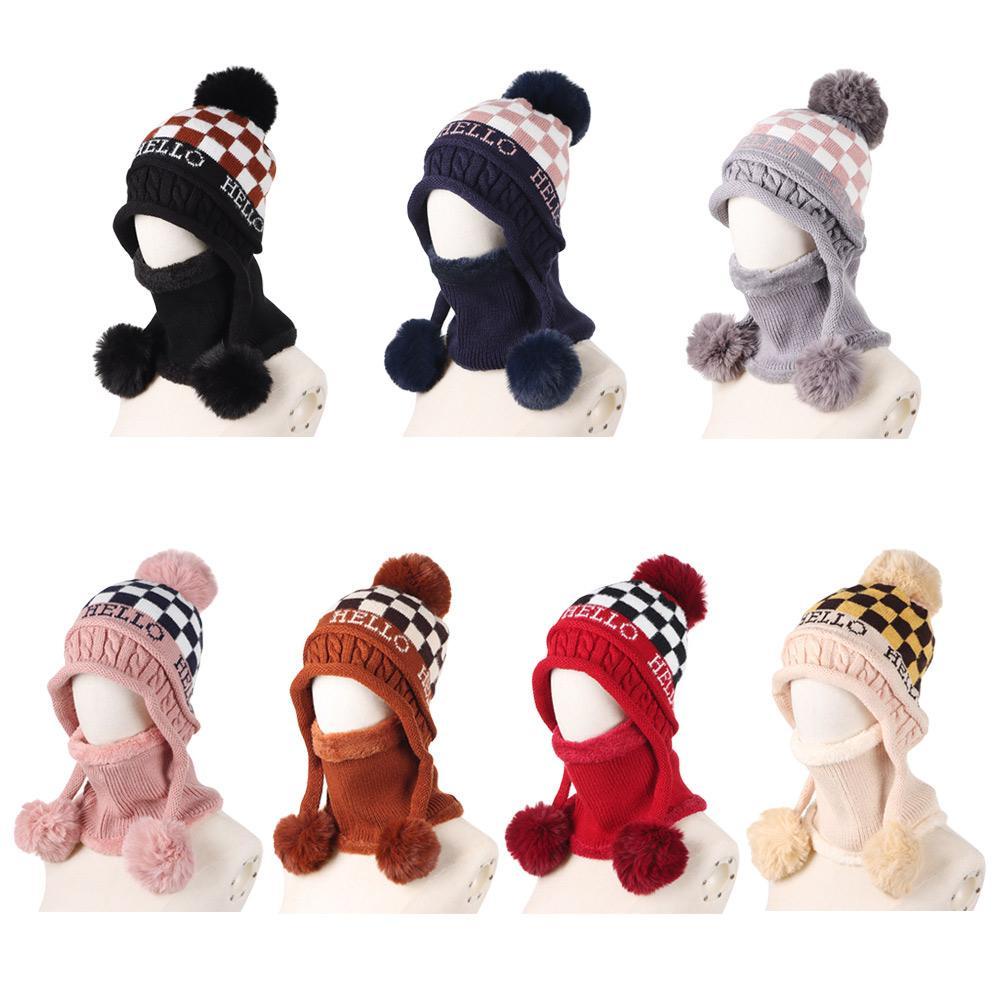 SUMU Set Mũ Len Trùm Tai Kèm Khăn Choàng Cổ Giữ Ấm Cho Nữ