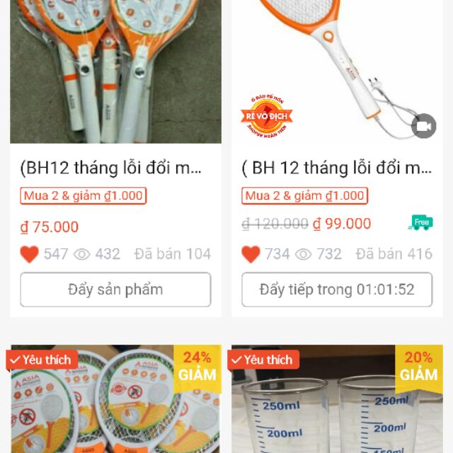 Combo hang khach đặt tổng 25 cái vợt muỗi