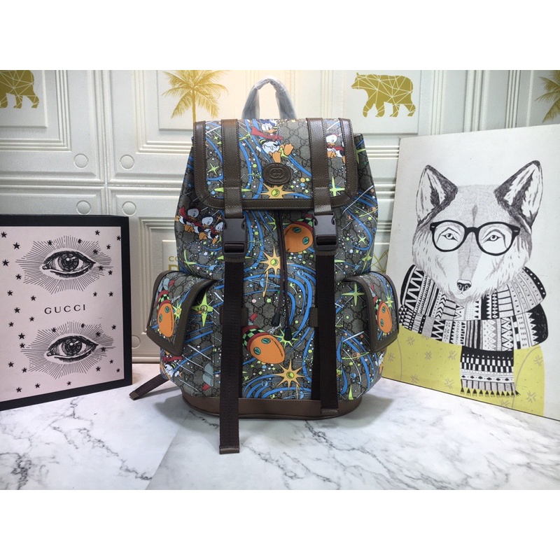 Balo thời trang unisex da thật cao cấp thương hiệu Gucci GC Disney