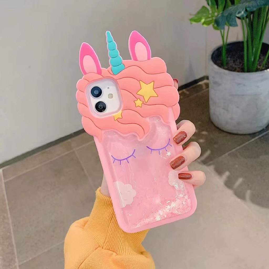 Samsung S7 Edge S8 / S8 Plus S9 / S9 Plus / S10 / S10 Plus S20 / S20 Plus / S20 Ultra J2 Pro 2018 J4 J6 J8 J4+ Plus J6+ Plus A6+ Plus Quicksand Unicorn Horse Case,Soft Silicone Cute Cartoon Lovely Fashion Cover