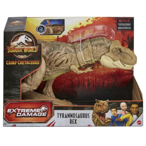 Đồ chơi khủng long Jurassic World TYRANNOSAURUS REX Extreme Damage Dinosaur Figure Camp Cretaceous