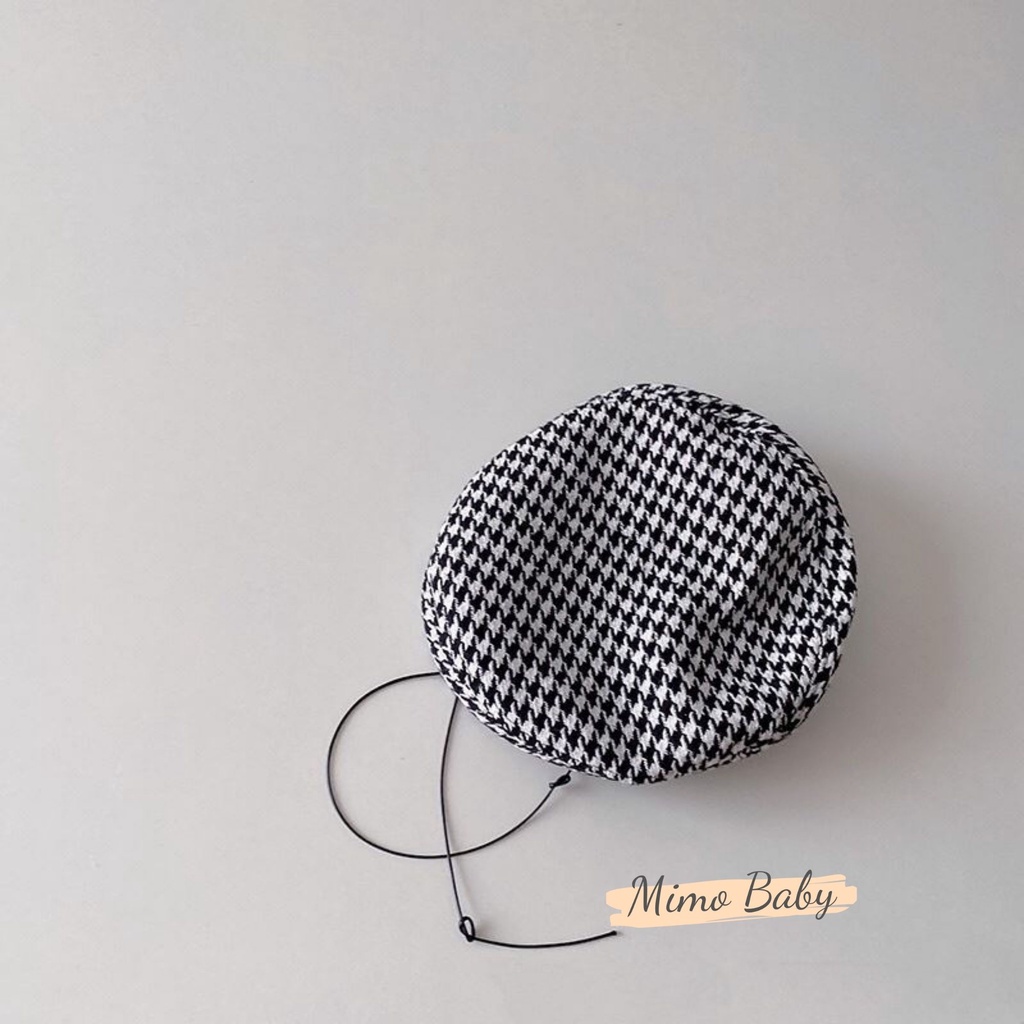 Mũ nồi dạ kẻ caro có dây điều chỉnh cho bé 4-12 tuổi Mimo baby MN61