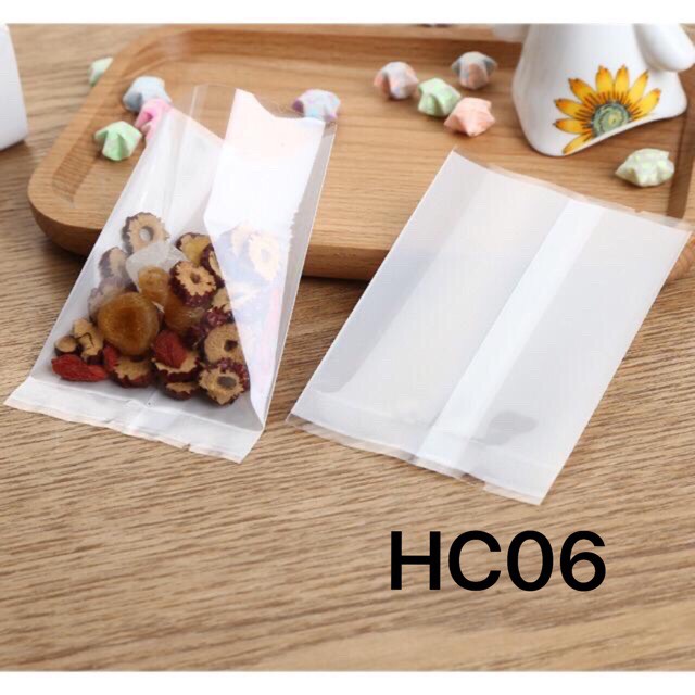 Túi đựng bánh quy/cookie/ trà hoa Trắng Trong HC06 (100c)