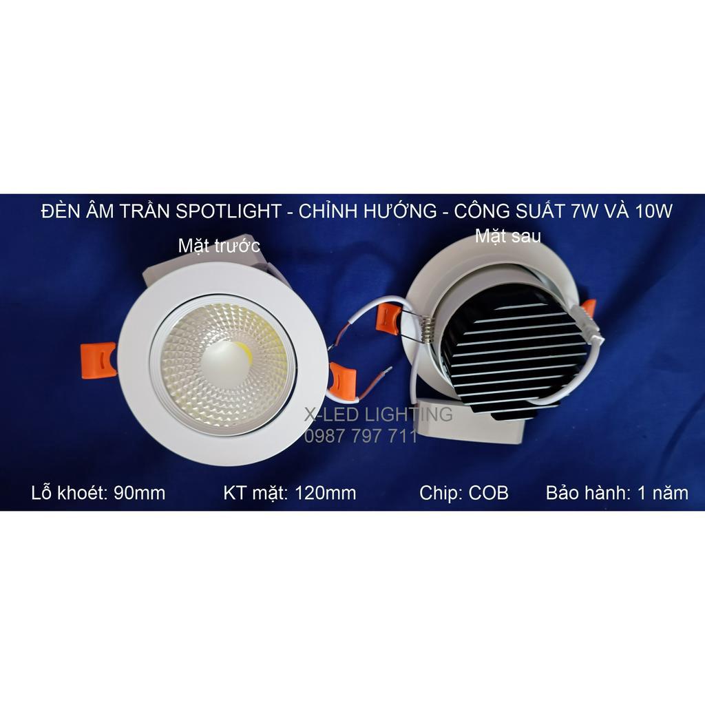 Đèn âm trần, chỉnh góc, spotlight, tiêu điểm 7w và 10w- phi D90