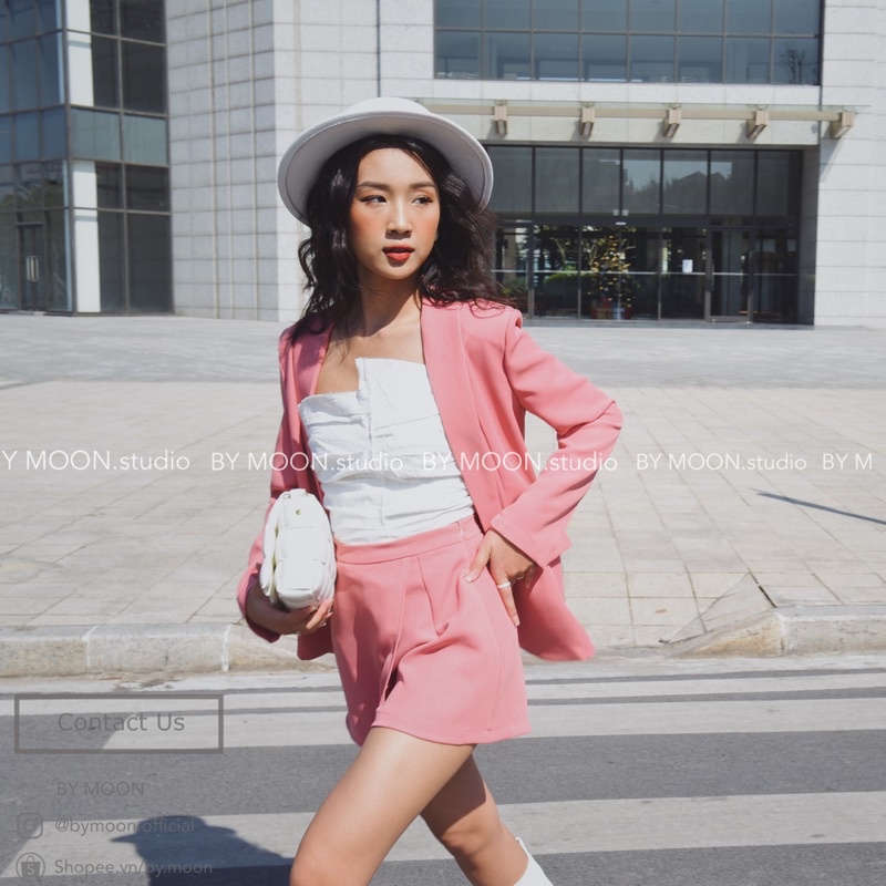 Áo Blazer nữ set áo blazer và chân váy giả quần thời trang nữ thiết kế BY MOON S001