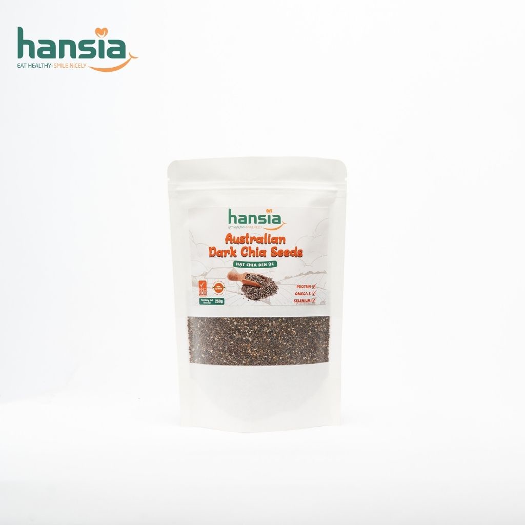 Hạt Chia Đen Úc Organic HANSIA Chứa Nhiều Omega 3 Và Dưỡng Chất Giúp Giảm Cân, Giải Độc Cơ Thể Túi 250g - 500g