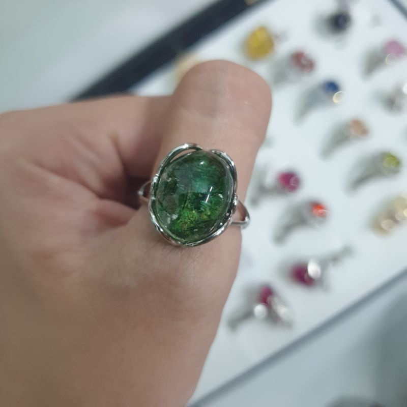 Nhẫn nữ đính mặt đá ưu linh freesizd