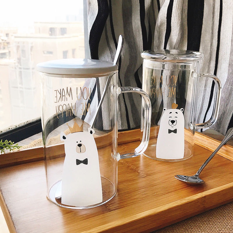 (1) Ly gấu hoạt hình dễ thương, ly sữa ăn sáng dung tích lớn, ly nước ép sáng tạo (giao hàng ngẫu nhiên)