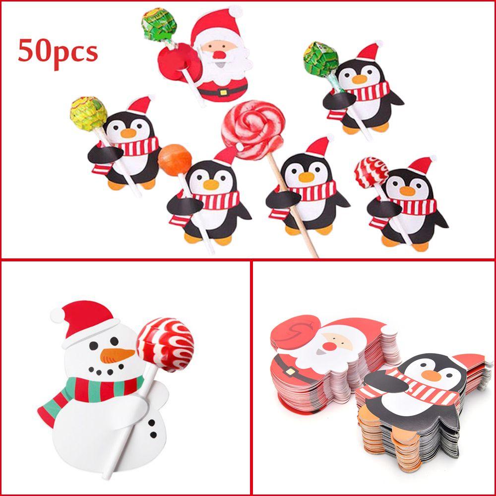 Set 50 Thẻ Trang Trí Giáng Sinh Hình Kẹo Mút Chất Lượng Cao