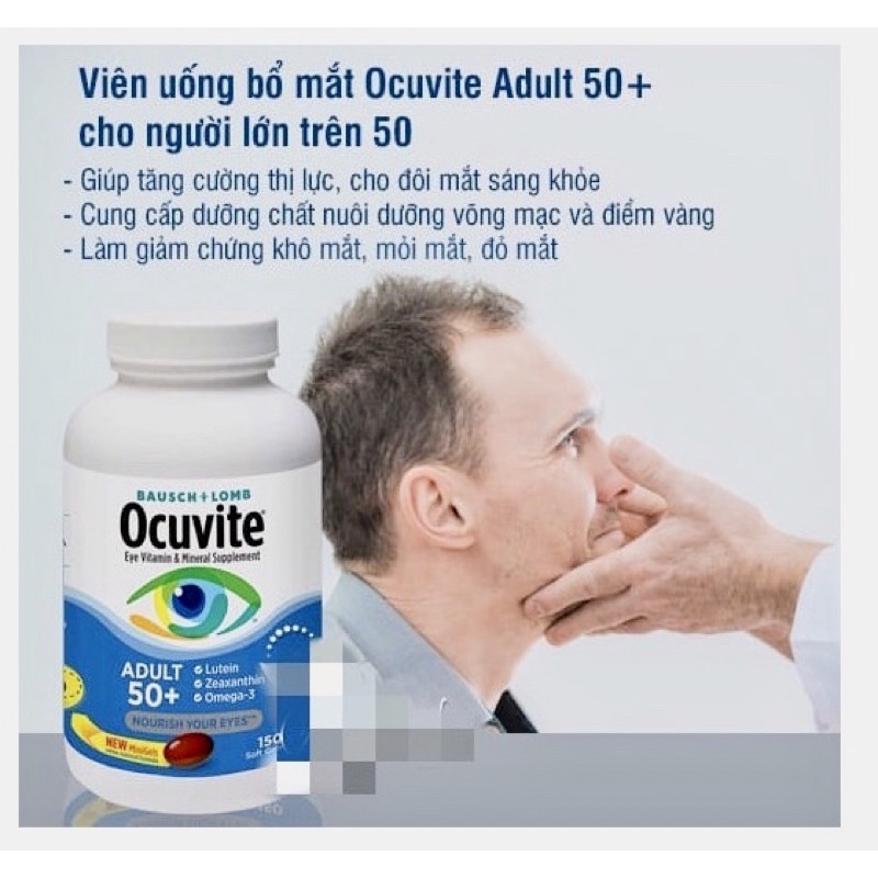 💙❄️Viên Uống Bổ Mắt Ocuvite Adult 50 + Bausch & Lomb 150 Viên Mỹ — Bổ sung Vitamin và khoáng chất cho mắt