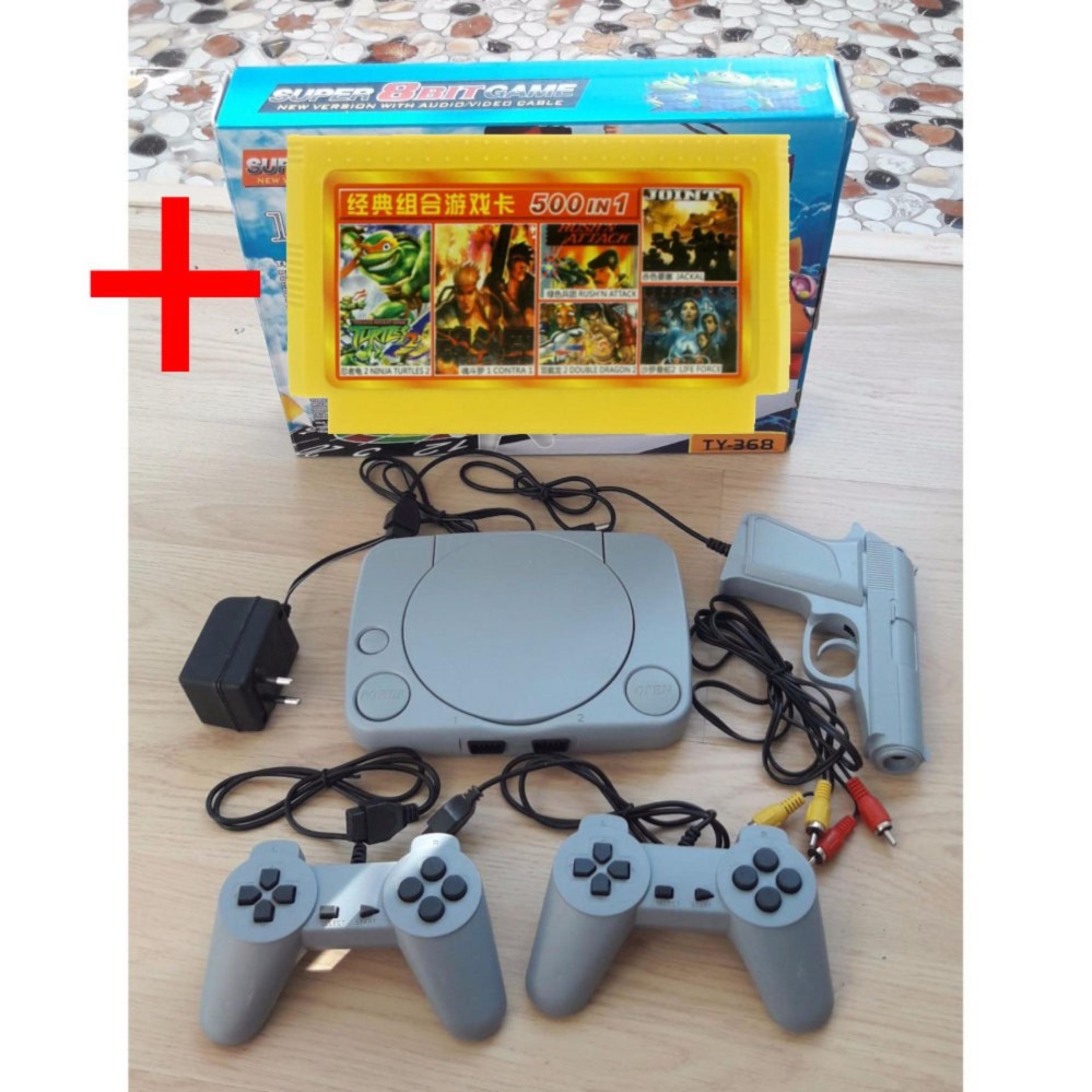 Máy game băng nhựa 8 BIT TV GAME Tích hợp Game trong máy + băng 500 trò không trùng lập