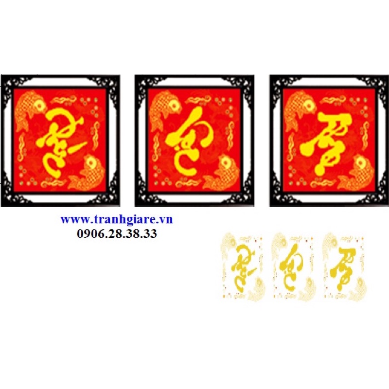 Tranh Đính Đá-Tranh Thêu Phúc Lộc Thọ Vs110,Lv3436,